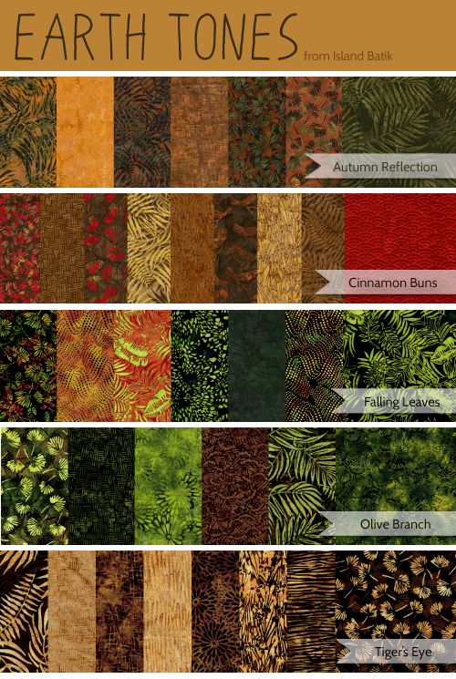 an image of the earth tones in different colors and patterns for quilts, wall hangings or scrapbook pages