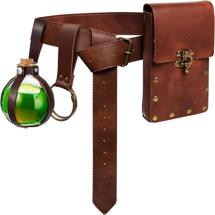 Amazon.com | Belt Pouch Waist Bag Fanny Pack Steampunk Phone Holder Medieval Bag Leather Belt Renaissance Cosplay Costume Accessories (3Bottle-Brown) | Waist Packs Steampunk Phone, Medieval Bag, Steampunk Bag, Diy Cosplay, Female Pirate Costume, Leather Belt Pouch, Medieval Belt, Vintage Leather Belts, Leather Belt Bag