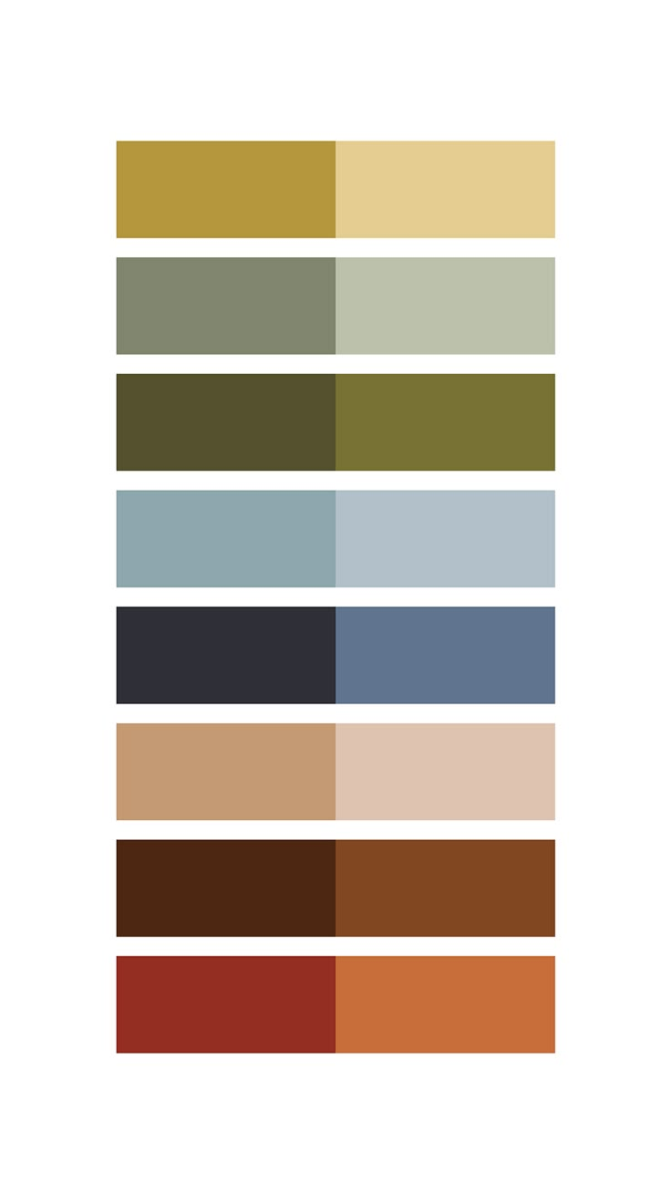 the color palette is shown with different shades