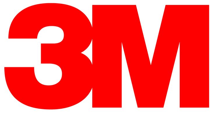 the 3m logo is shown in red and white, as well as two smaller letters