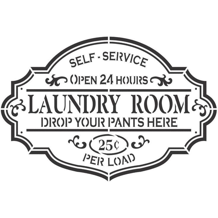 the laundry room sign is shown in black and white