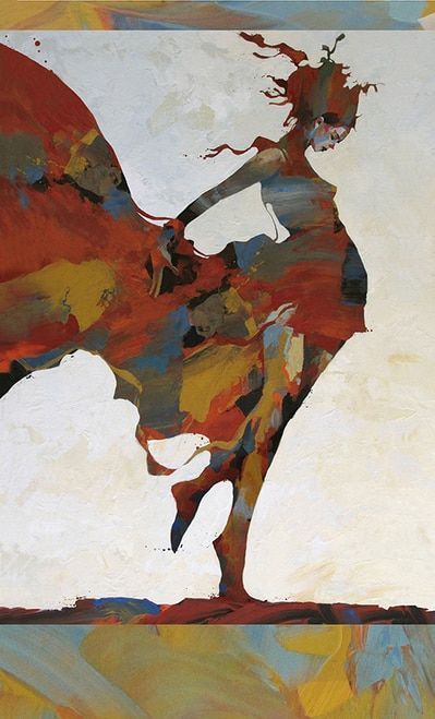 an abstract painting of a woman dancing