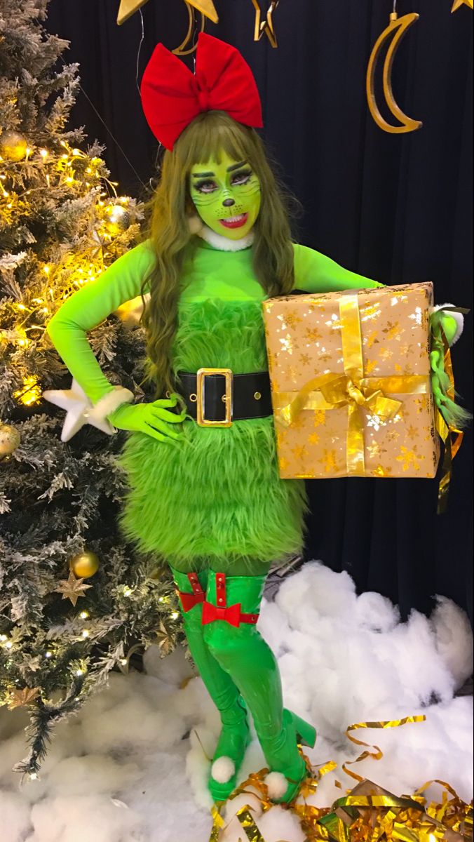 Handmade costume Grinch Girl Grinch Dance Costume, Mrs Grinch Costume, Grinch Womens Costume, Grinch Girl Costume, Girl Grinch Costume, Diy Grinch Costume Women, Dress Like A Who From Whoville, Easy Grinch Costume, Female Grinch Costume