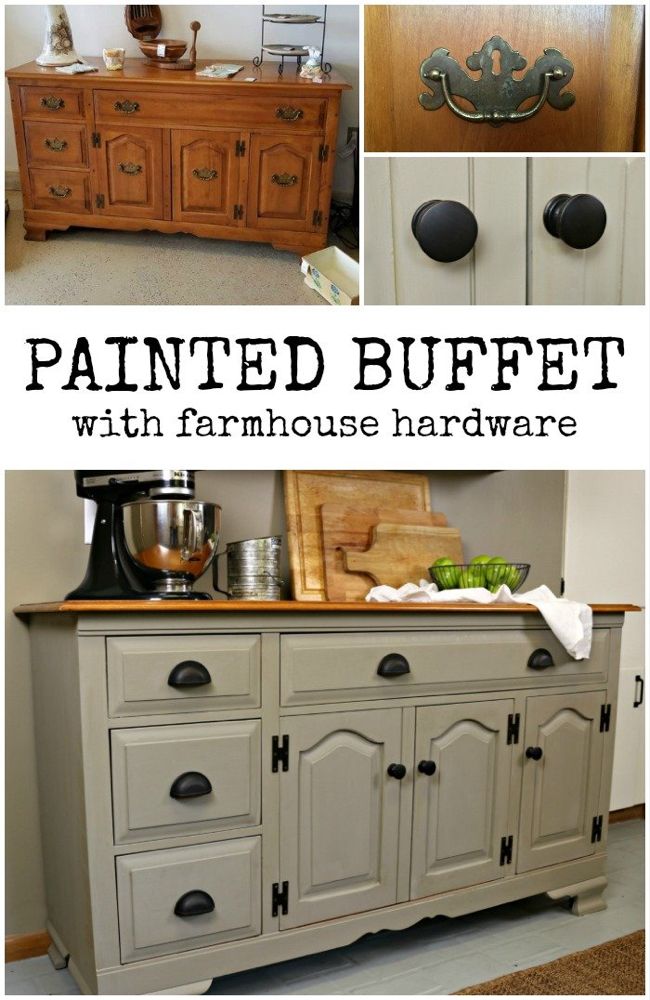 painted buffet with farmhouse hardware is an easy diy project