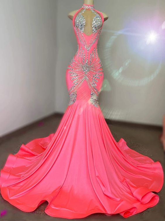 Rhinestone Evening Dress For Prom Banquet, Rhinestone Evening Dress For Prom Season Banquet, Rhinestone Evening Dress For Banquet And Prom, Long Train Embellished Evening Dress For Party, Embellished Evening Dress With Long Train For Party, Party Dress With Long Train For Prom Season, Elegant Dresses For Pageant Party Season, Pink Pageant Dress For Prom Season, Pink Dress For Prom Season Pageant