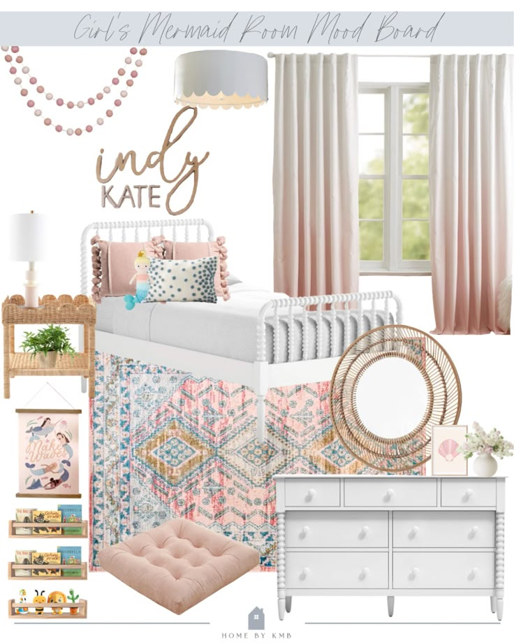 a bedroom with pink, white and gold decor on the walls is featured in this article