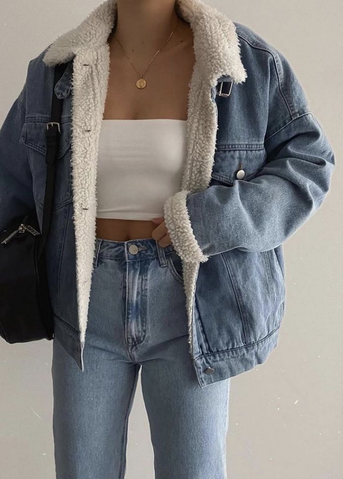 Mode Zara, Denim On Denim, Cold Outfits, Casual Style Outfits, Mode Inspiration, Winter Fashion Outfits, Outfits Casuales, Cute Casual Outfits, Jacket Outfits