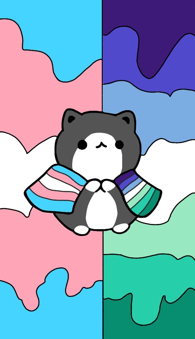 a teddy bear with a scarf on its neck sitting in front of a colorful background