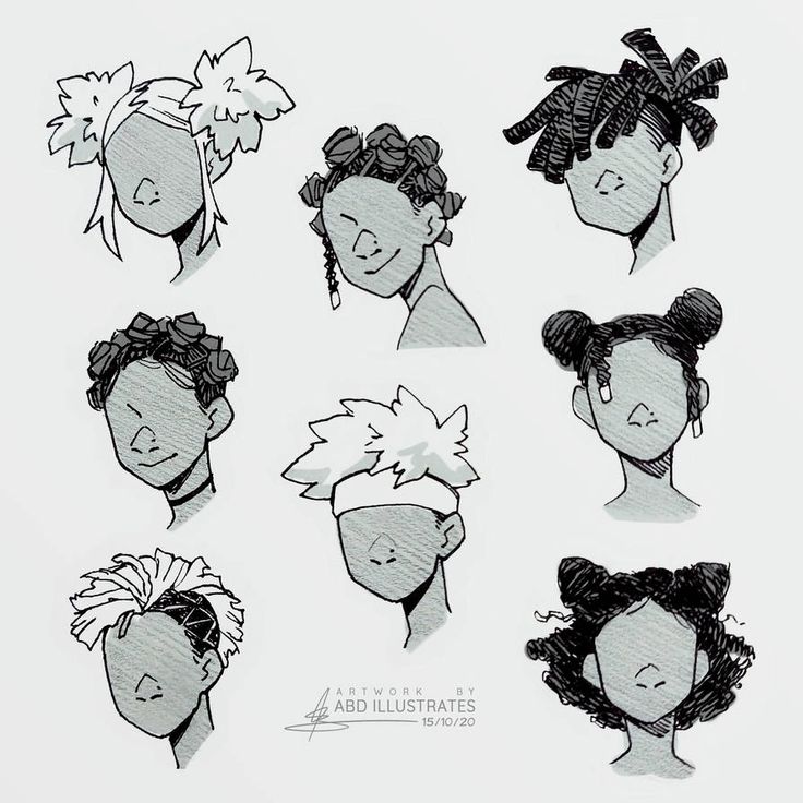 some drawings of women's heads with different hair styles and hairstyles on them