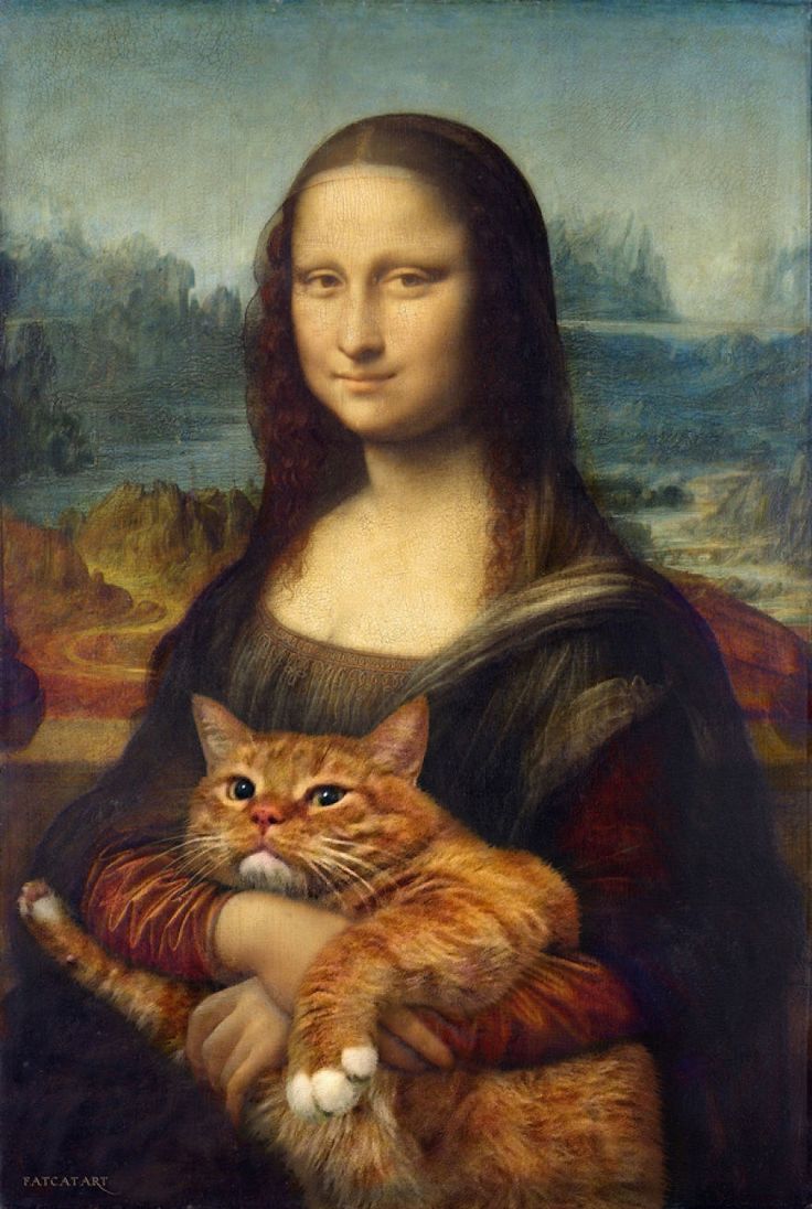 a painting of a woman holding a cat