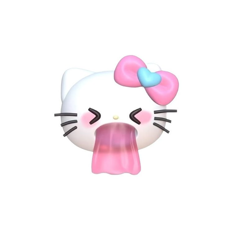 an image of a hello kitty with ice cream on it's face and tongue