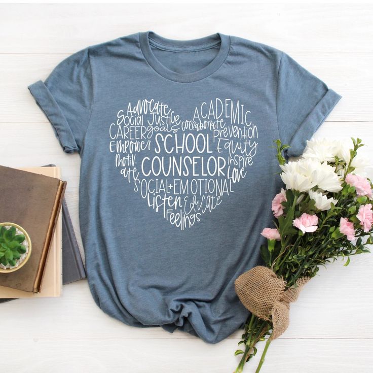 School Counselor Heart Shirt / Counselor Shirt / Teacher | Etsy Counselors Week, School Counseling Week, Counselor Shirt, School Social Worker, Counselor Gifts, Cheap T Shirts, School Counselor, Heart Shirt, Quality T Shirts