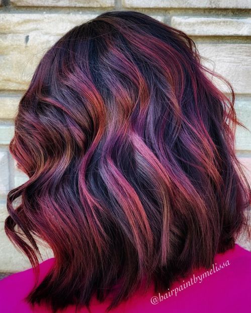 Violet Burgundy Hair, Dimension Highlights, Red Brown Highlights, Red Violet Hair Color, Shades Of Burgundy Hair, Burgundy Shades, Burgundy Hair Color, Burgundy Highlights, Diy Hair Color