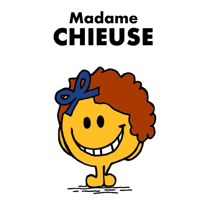 an image of a cartoon character with the words madame chieuse on it