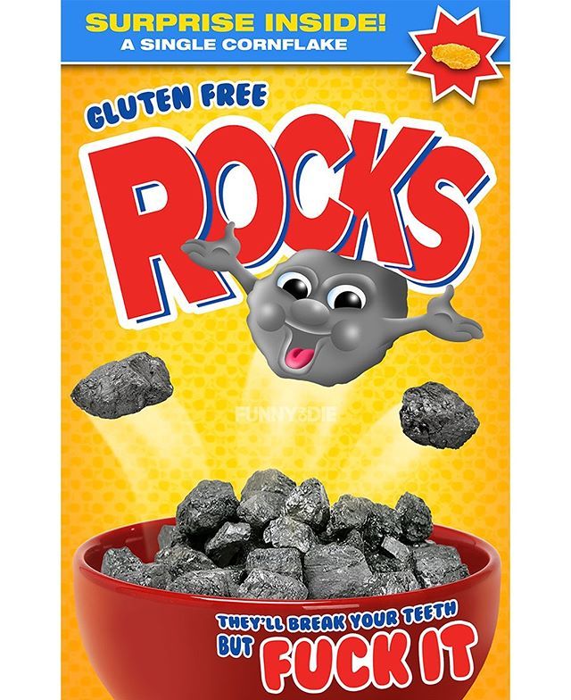 an advertisement for rock's is shown on the front of a bowl with rocks in it