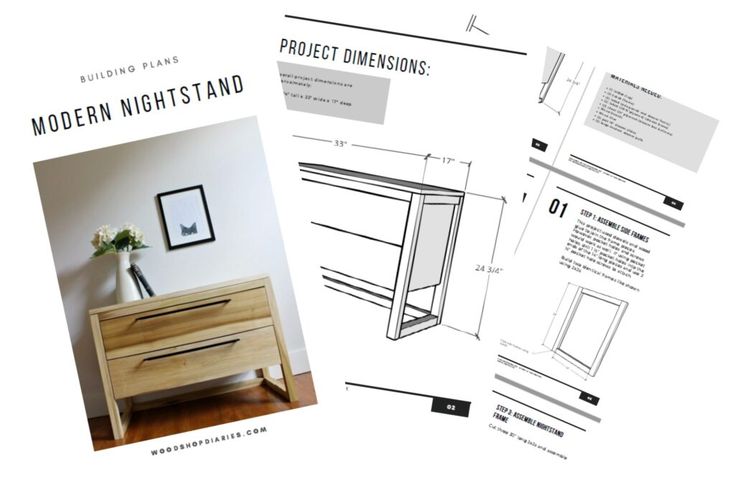 the plans for a modern night stand are shown