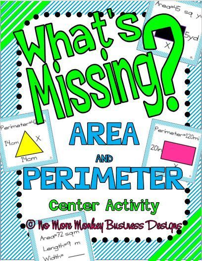 what's missing? area and perimeter center activity for the middle school classroom,