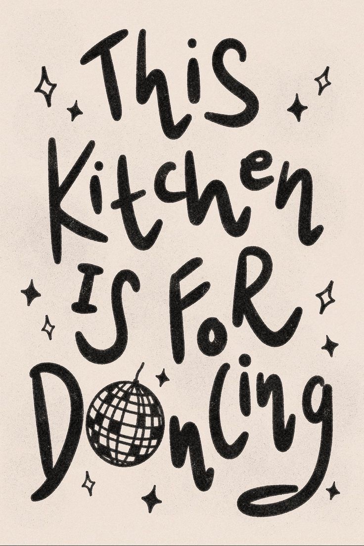 this kitchen is for doing written in black ink on white paper with stars around it