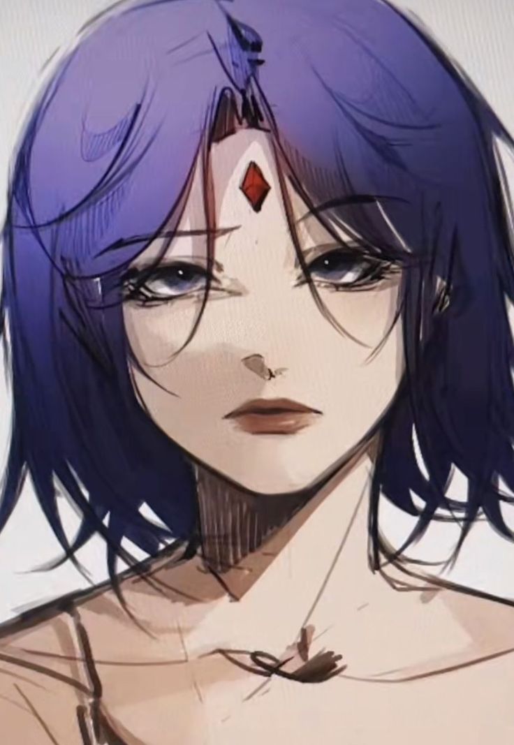 an anime character with blue hair and piercings