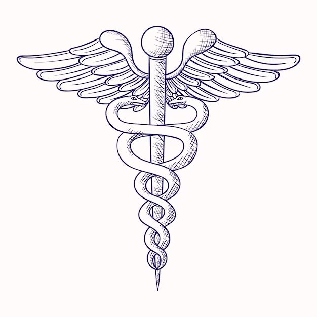 a cadus medical symbol with two snakes on it's side and the letter i in