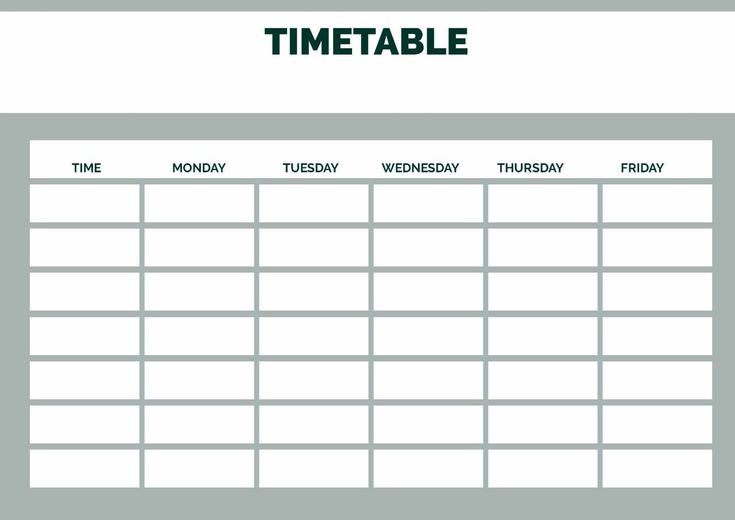 a blank timetable is shown with the date circled in green and white, on a gray background