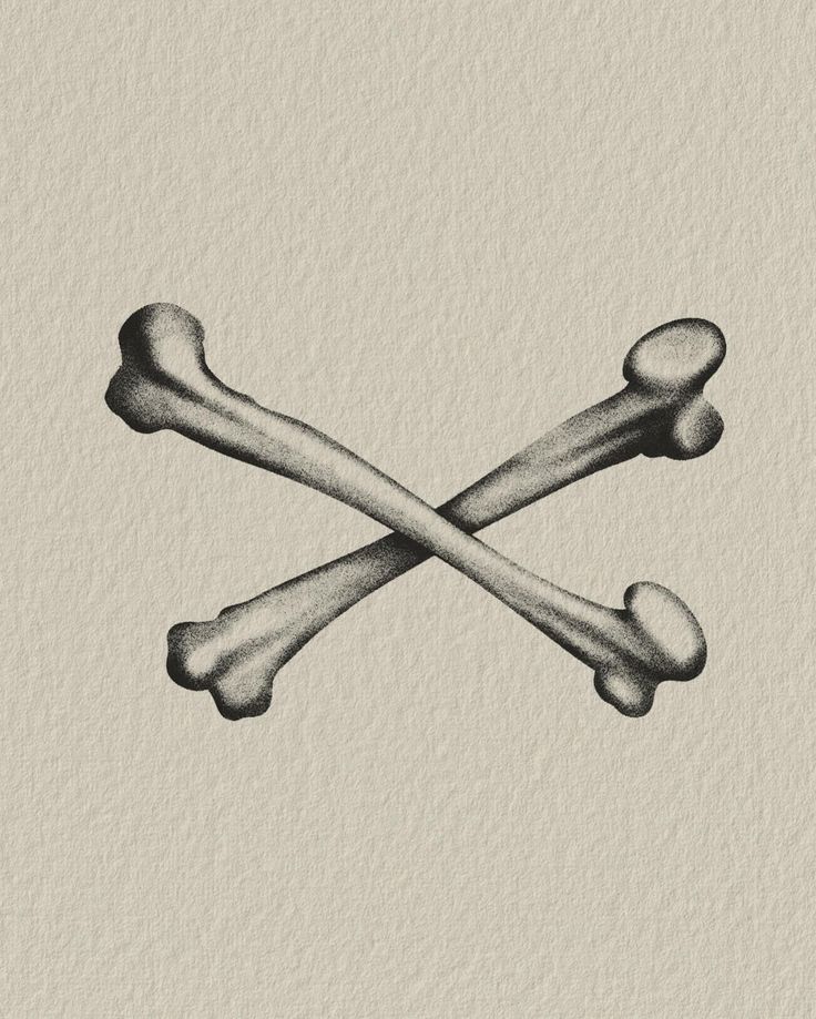 a drawing of two bones and crossbones