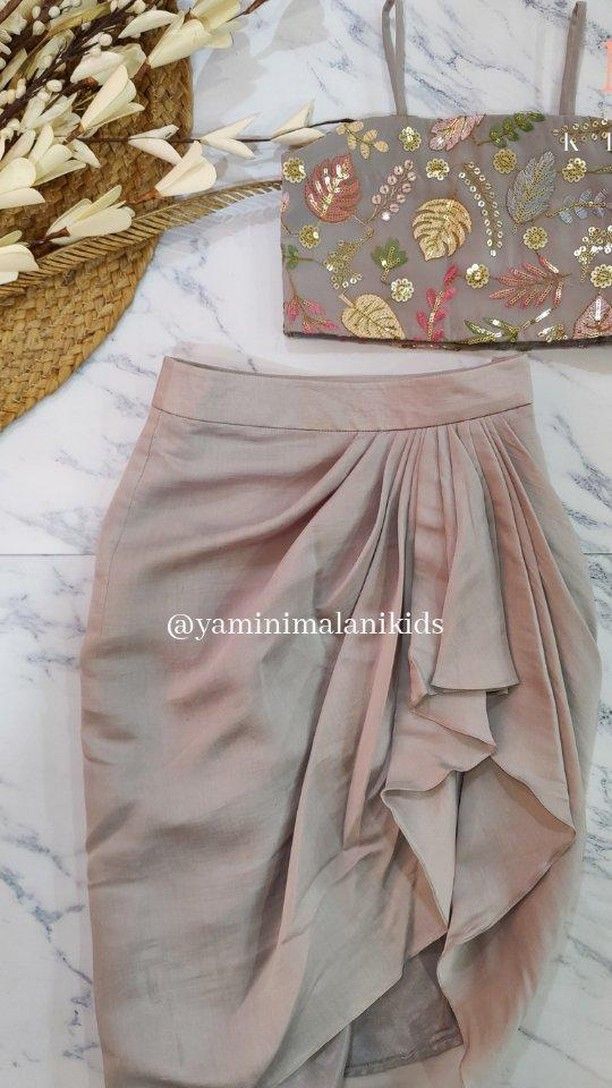 YM Kids | Designer Kidswear | NEW LAUNCH - TAUPE DRAPE SET A heavy embroidered Top with a Drape skirt. Can be customised as Mom Daughter Twinning set as well. DM to… | Instagram Mom Daughter Twinning, Kids Party Wear Dresses, Kids Dress Collection, Kids Blouse Designs, Kids Blouse, Draping Fashion, Kids Frocks Design