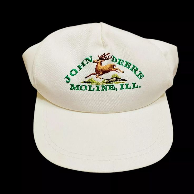 Vintage John Deere Golf Hat K Products White Cap Embroidered Moline Illinois USA | eBay Moline Illinois, Golf Hat, Vintage Hats, White Caps, Golf Hats, Hats For Sale, John Deere, Illinois, Caps Hats