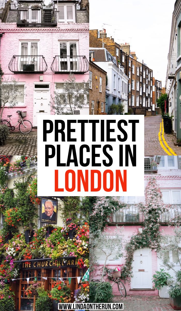 the words prettiest places in london are overlaid with images of buildings and flowers