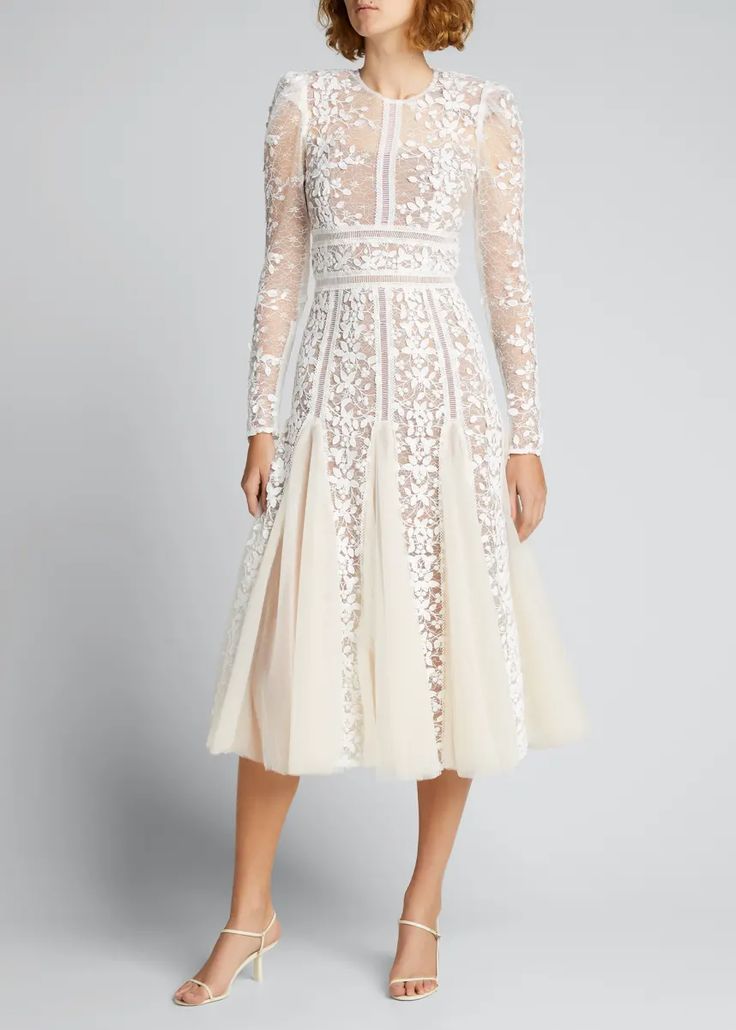 Eden Moon, Godet Dress, Moon Lee, Bronx And Banco, Reception Inspiration, Fantasy Closet, Ladies Dress Design, Lace Overlay, Bergdorf Goodman