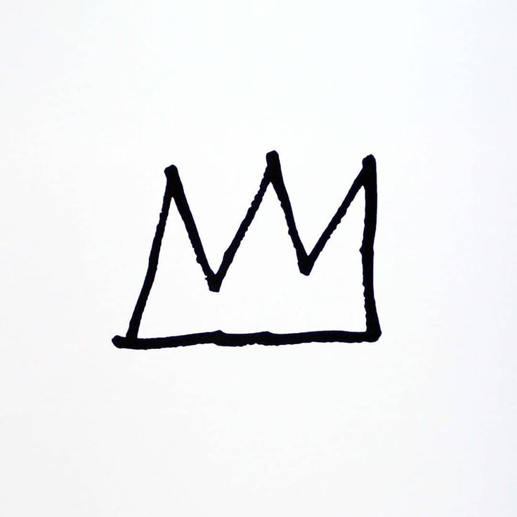 a drawing of a crown on the side of a white wall with black lines drawn across it