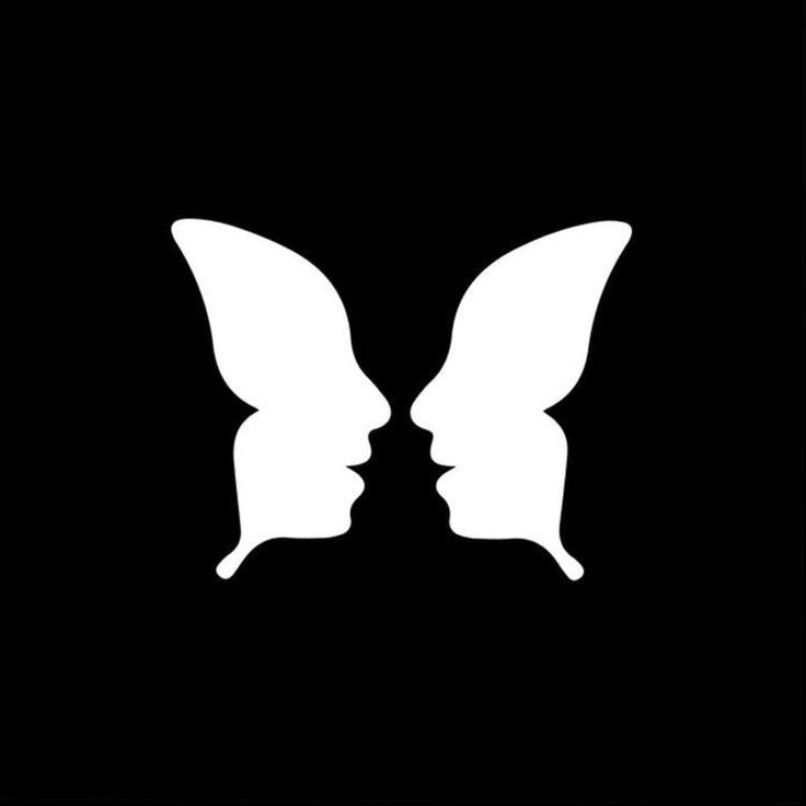 two white butterflies facing each other on a black background with the word love written below it