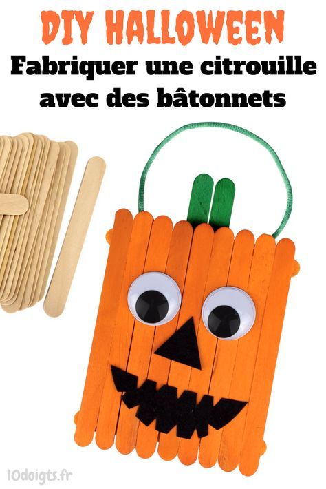 an image of halloween crafts made out of pops sticks