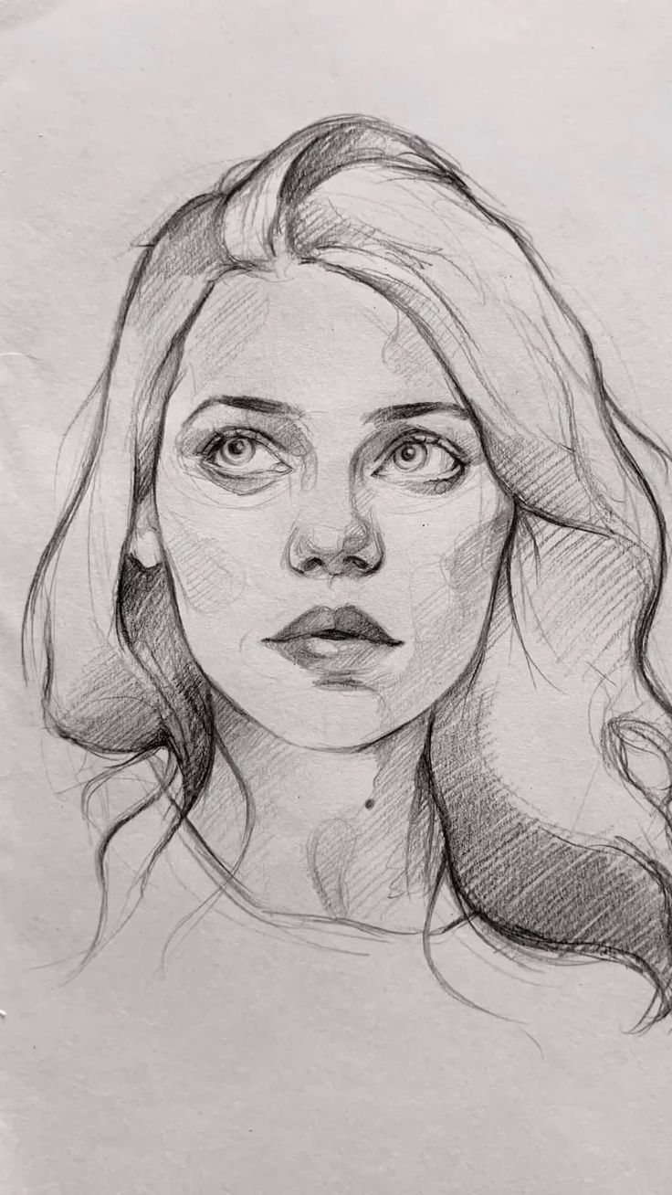 a pencil drawing of a woman's face