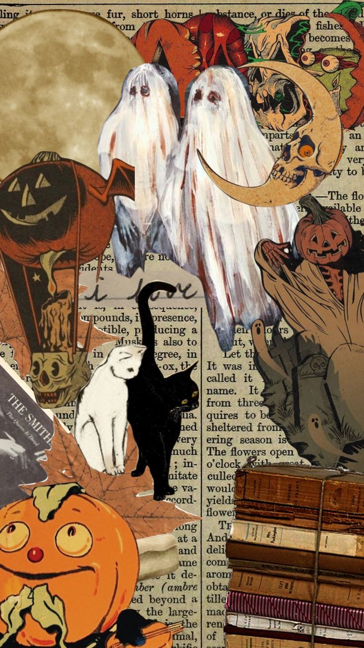 an image of halloween collages on newspaper