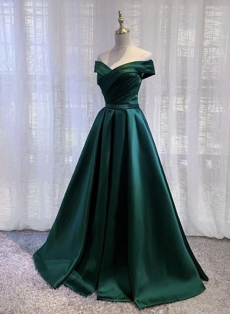 Simple Evening Dress, Emerald Green Prom Dress, Prom Dresses Simple, Prom Dresses Elegant, Junior Prom Dresses, Satin Evening Dresses, فستان سهرة, Green Prom Dress, Satin Prom Dress