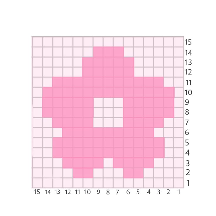 a pink square is shown with numbers and squares in the shape of an elephant's head