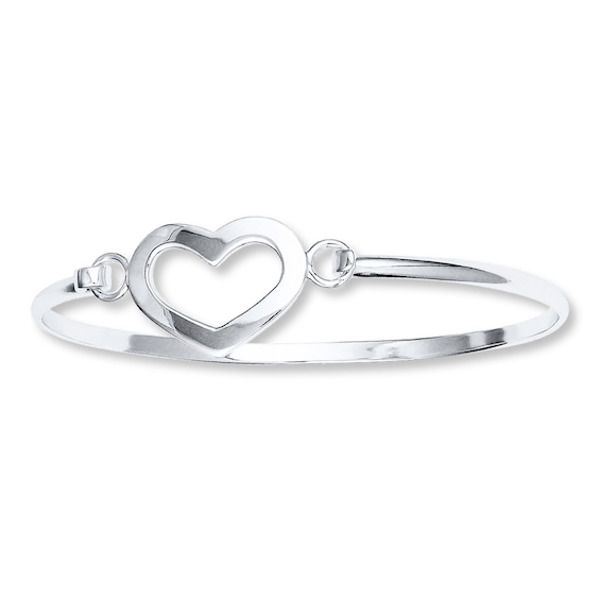 A romantic heart embellishes this sterling silver bangle bracelet for her. Heart Bangle Bracelet, Vintage Sterling Silver Jewelry, Bracelet For Her, Romantic Heart, Silver Rings Simple, Jewelry Advice, Long Pearl Necklaces, Silver Bangle Bracelet, Sterling Silver Bangle Bracelets