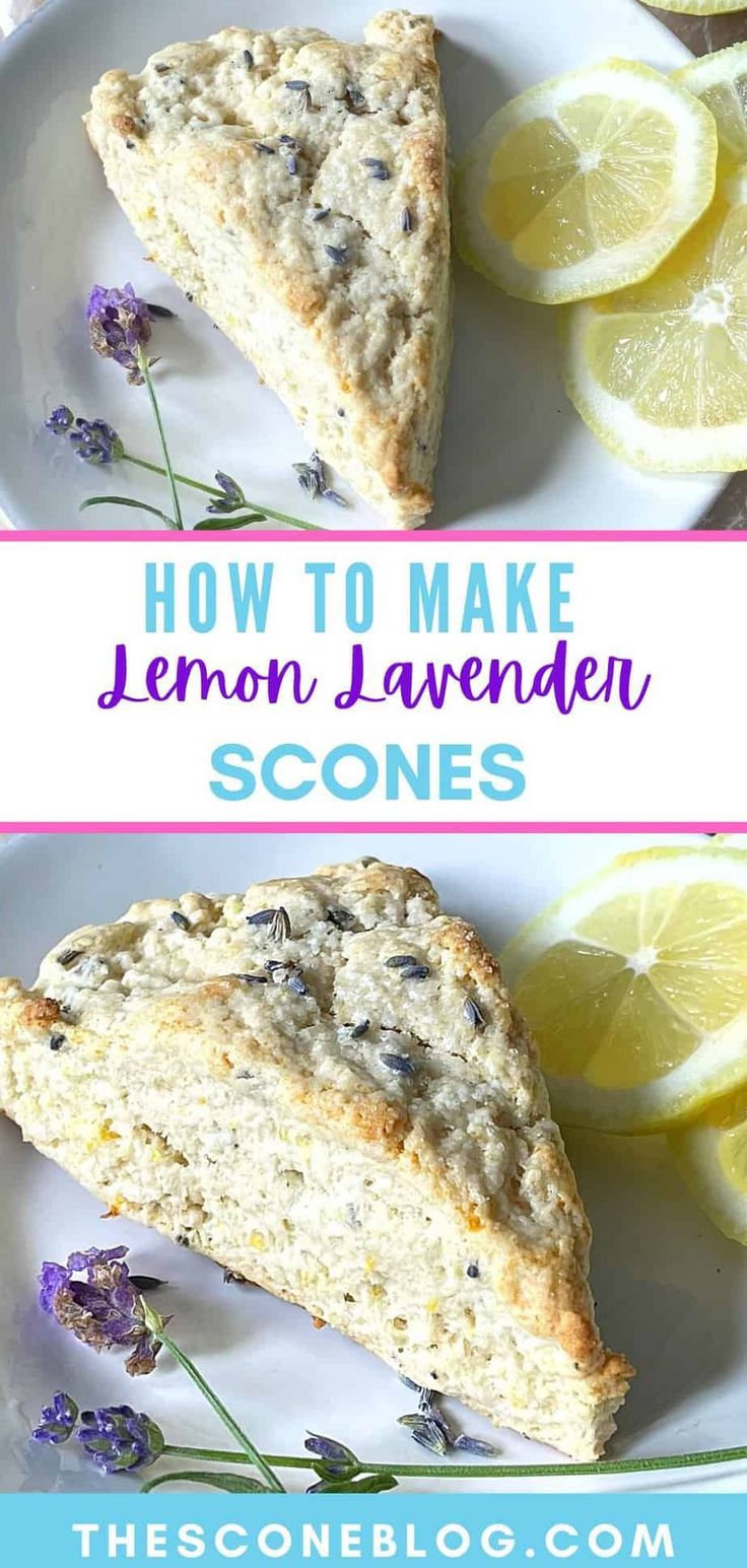 two slices of lemon lavender scones on a plate