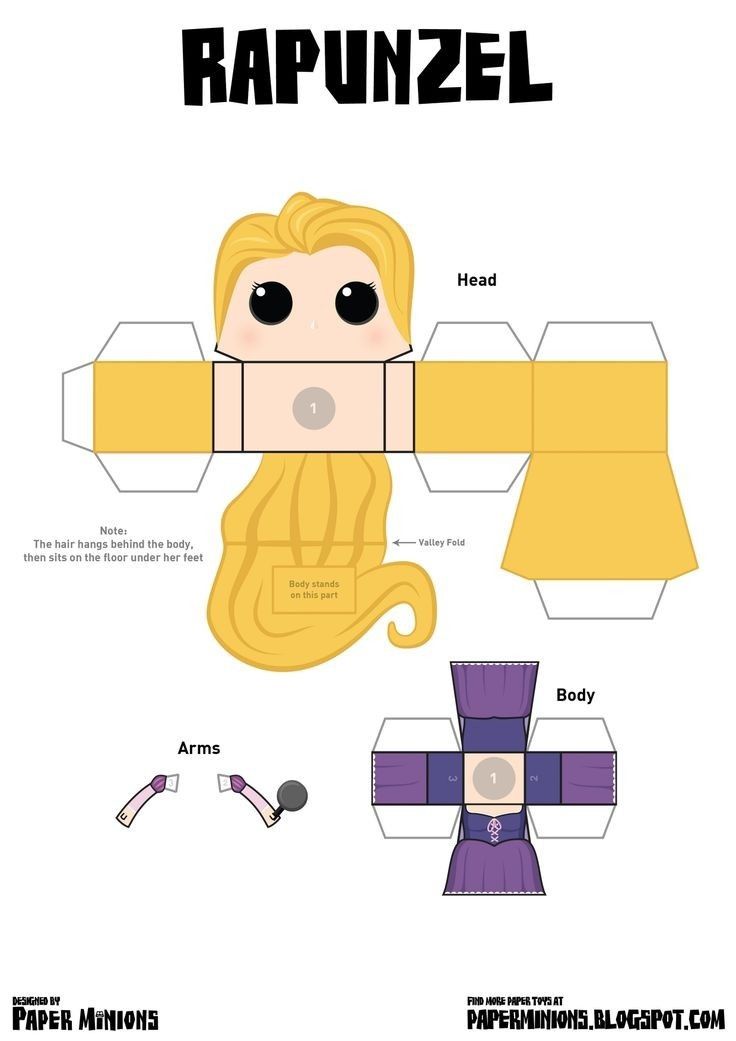 the paper doll is made to look like rapunzel