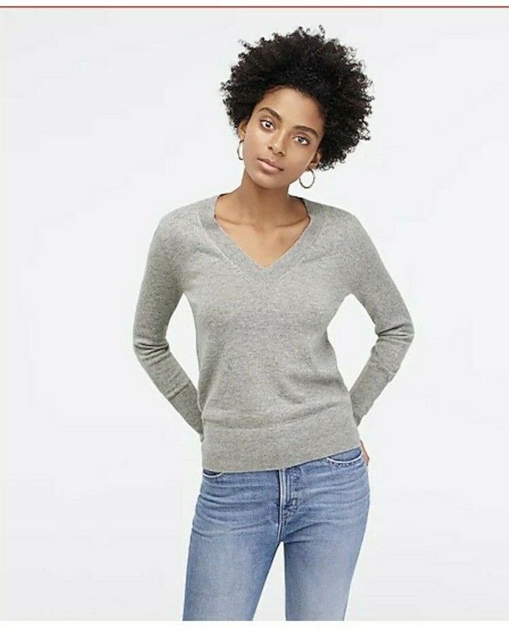 J.Crew  Sweater Retail for $ 138 Beautiful and soft ,gray 100% cashmere V-neck  pullover-sweater Fabric: 100% cashmere  Size  XXS Please measure carefully to proper fit. Armpit to armpit: 24" Sleeves length: 18" Total length: 24" Payment   We only accept payment through pay-pal. All payment is required within three days from the end of auction. If you are unable to make a payment please contact us. Please note that we have ebay's unpaid item assistant turned on. Therefore, after 3 days of non-payment you will receive an unpaid item notice.   Shipping   We ship all items within 24-48 hours. We ship WORLDWIDE. Please use the shipping calculator to figure International shipping cost. We only ship to the address listed on the PayPal account.   Terms of Sale   Everything we sell is 100% authent Fitted Sweater Outfits, Jcrew Sweater, Women's Sweaters, Softest Sweater, Fitted Sweater, In November, Cashmere Sweater, Grey Long Sleeve, V Neck Sweater