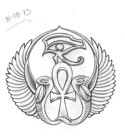 an egyptian symbol with two birds in the middle