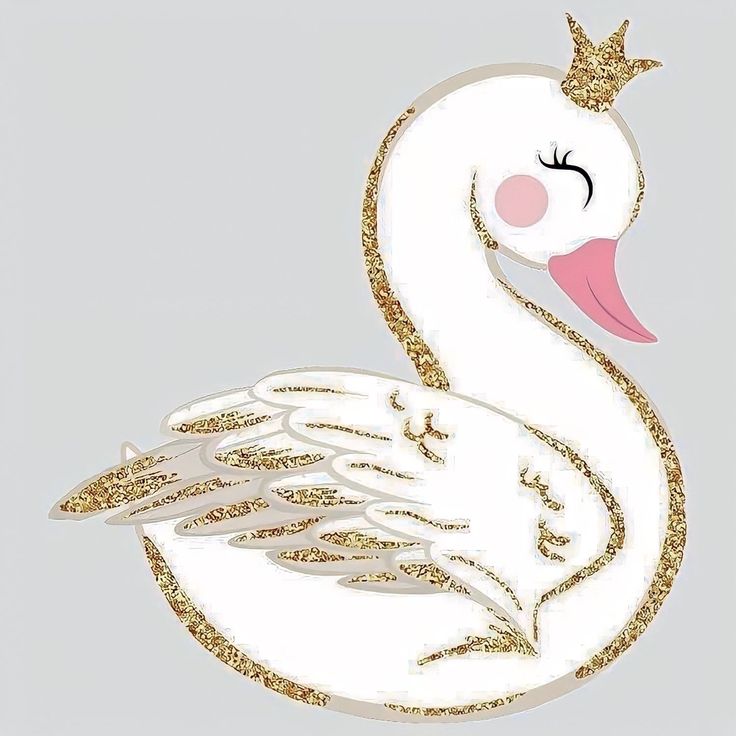 a white swan with a crown on its head