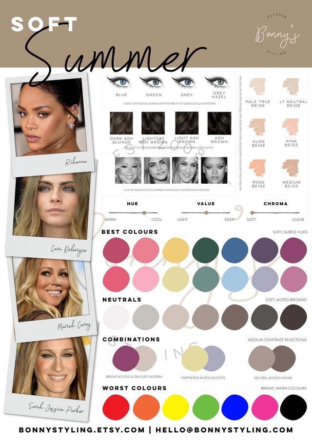 Blond Ash, Color Analysis Summer, Summer Skin Tone, Soft Summer Makeup, Cool Summer Palette, Light Summer Color Palette, Beige Highlights, Soft Summer Palette, Soft Summer Color Palette