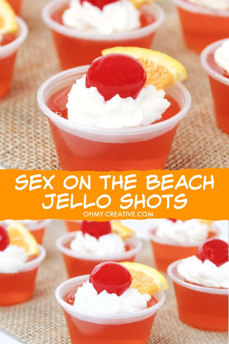 small cups filled with jello and lemon slices