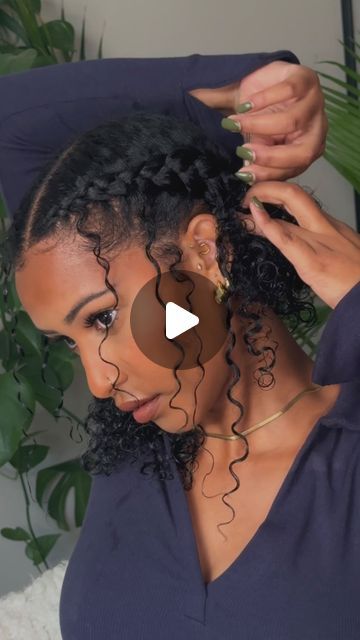 Womens Braids Hairstyles, 2 Cornrow Hairstyles, Two Braids With Curly Pieces, Own Hair Cornrow Hairstyles, Two French Braids Natural Hair, Style Natural Hair Black Women, How To Style Your Natural Hair, Two Cornrow Braids Natural Hair, Cute Relaxed Hairstyles