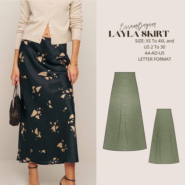 A-line Maxi Skirt Pattern, PDF Sewing, Digital Sewing, Women Sewing Summer Skirt, Suitable For Us Letter-A4-A0 Format Maxi Skirt Pattern, Maxi Rock, Sewing Patterns Skirt, Diy Skirts, Women Sewing, Unique Skirt, Robes Glamour, Unique Skirts, Stylish Skirts