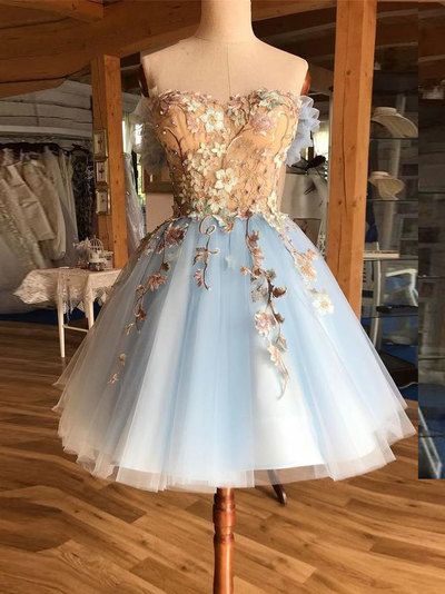 Cute tulle lace short prom dress, tulle lace homecoming dress · of girl · Online Store Powered by Storenvy Light Blue Homecoming Dresses, Light Blue Homecoming Dress, Sweetheart Homecoming Dress, Tulle Homecoming Dress, Blue Homecoming Dresses, Cocktail Sauce, 파티 드레스, Prom Dresses For Teens, Cute Prom Dresses