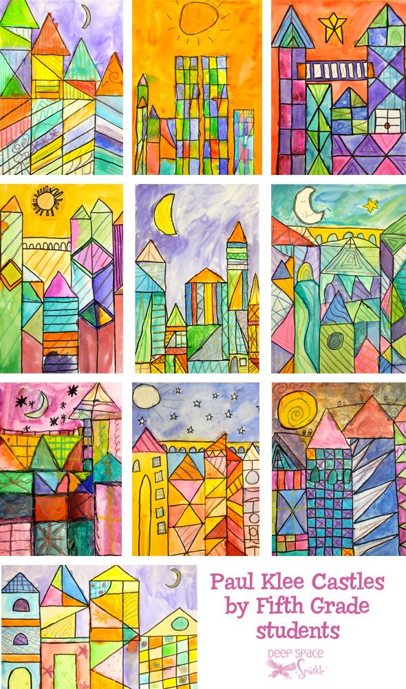 art projects for kids that include colorful buildings and the words paul rice castle by fifth grade students