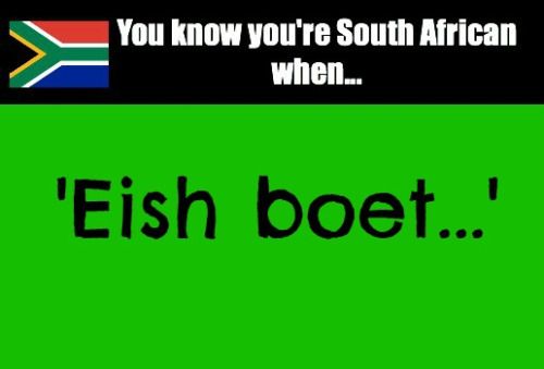 a green background with the words, you know you're south african when fish boet